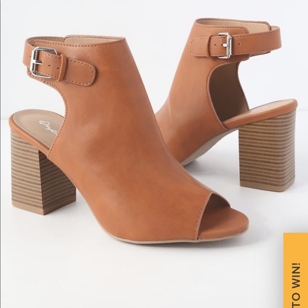 Qupid Rust Peep Toe Booties